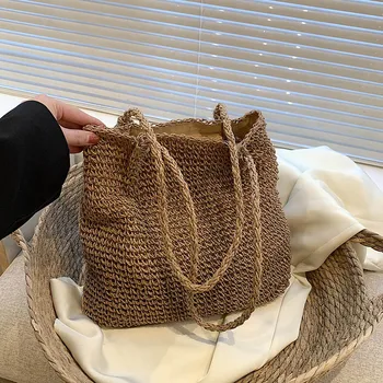 2023 Летняя женская плетеная соломенная сумка-тоут для женщин, богемные пляжные сумки, женская сумка через плечо, дорожные сумки большой емкости